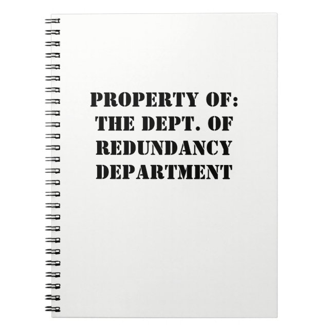 Redundancy Department Property Notebook (Front)