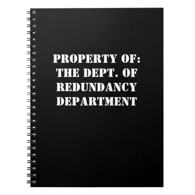 Redundancy Department Property Notebook (Front)