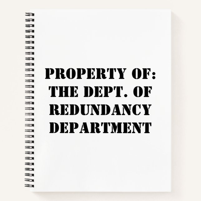 Redundancy Department Property Notebook (Front)