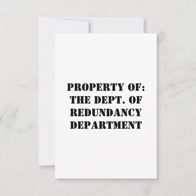 Redundancy Department Property Save The Date (Front)