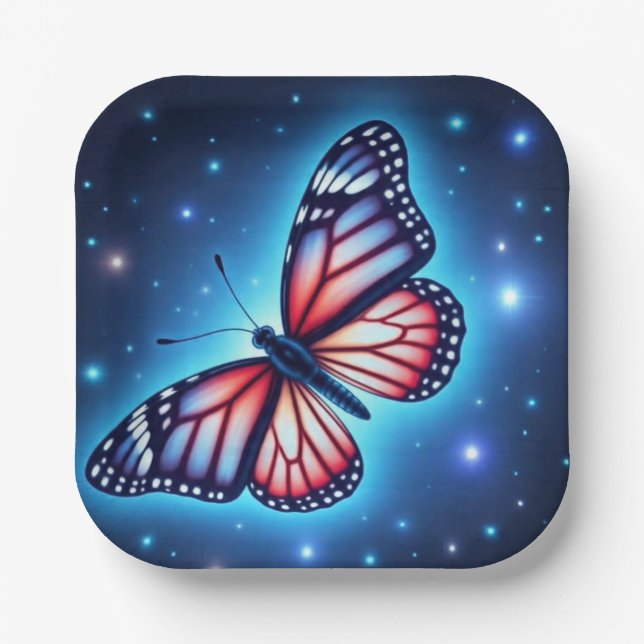 RedWhiteBlueButterfly Paper Plates (Front)