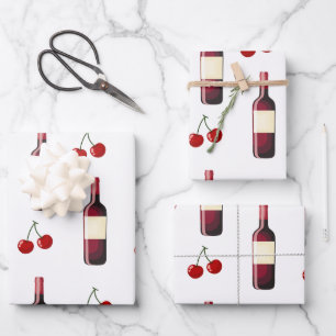 Redwine and Cherry Wrapping Paper Sheets
