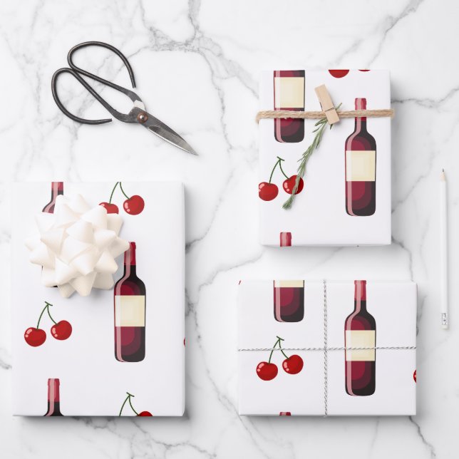 Redwine and Cherry Wrapping Paper Sheets (Front)