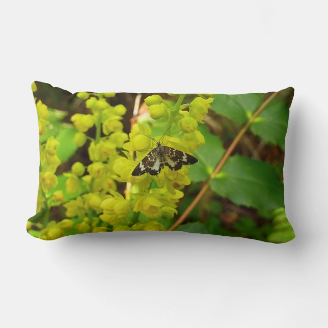 Redwood Butterfly and Wildflowers Lumbar Pillow (Front)