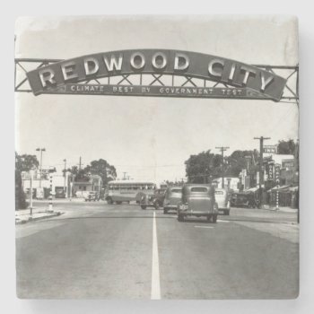 Redwood City 150th Anniversary Stone Coaster by RedwoodCity150th at Zazzle