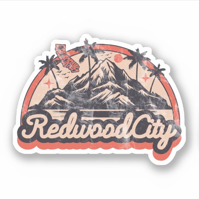 Redwood City, California Sticker (Front)