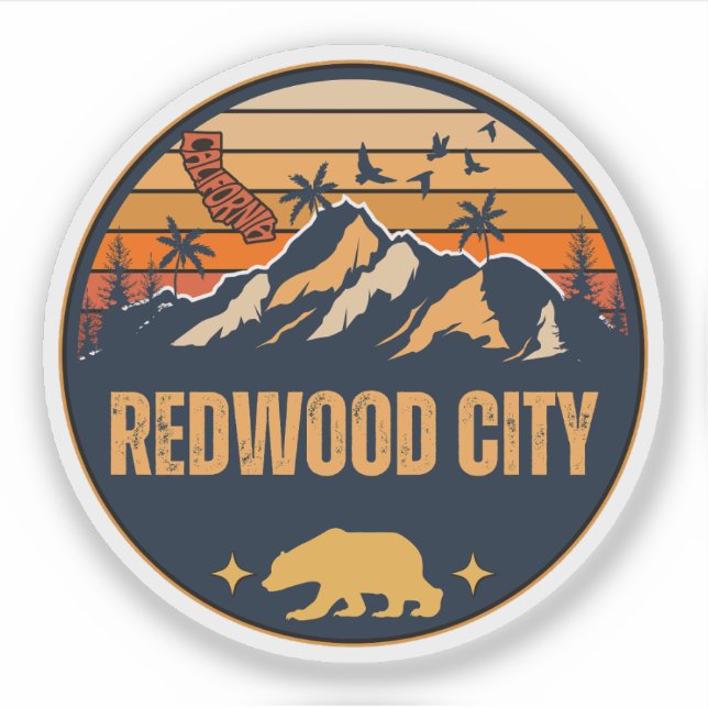 Redwood City, California Sticker (Front)