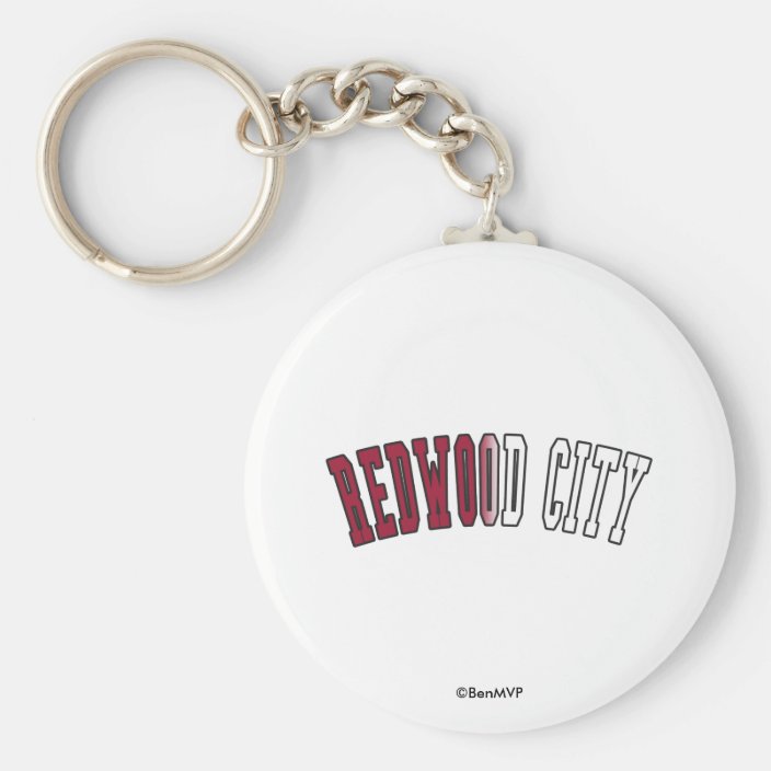 Redwood City in California State Flag Colors Key Chain