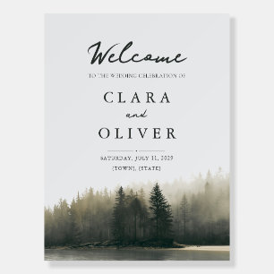 Redwood Coast Pine Forest Wedding Welcome Sign