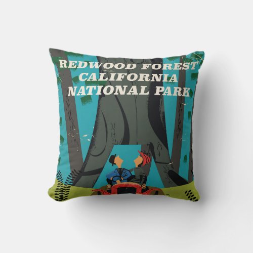 Redwood Forest California National Park Travel Throw Pillow