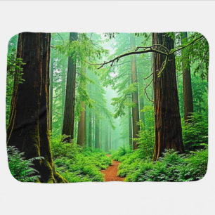 Redwood Forest Misty Tranquility Design Baby Blanket