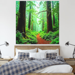 Redwood Forest Misty Tranquility Design Canvas Print