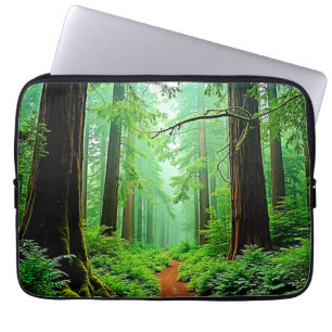 Redwood Forest Misty Tranquility Design Laptop Sleeve