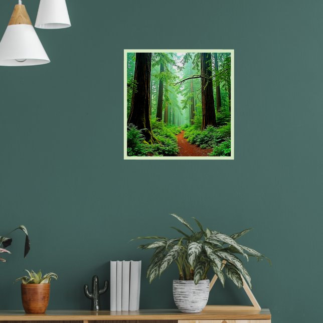 Redwood Forest Misty Tranquility Design Poster (Living Room 1)