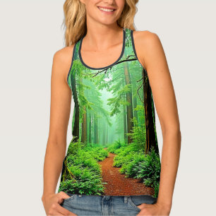 Redwood Forest Misty Tranquility Design Tank Top