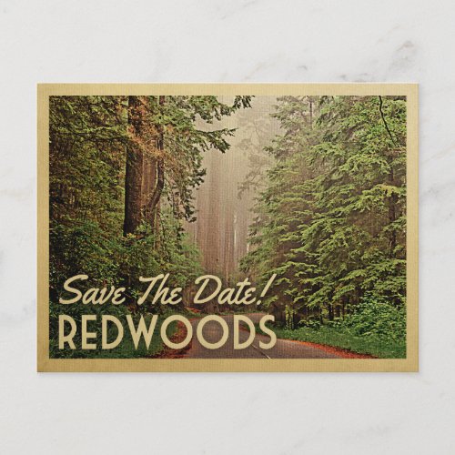 Redwood Forest Save The Date Humboldt California Announcement Postcard