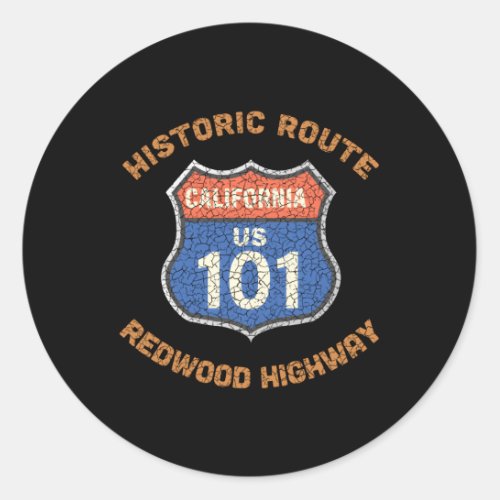 Redwood Highway Route 101 Redwood Highway Classic Round Sticker