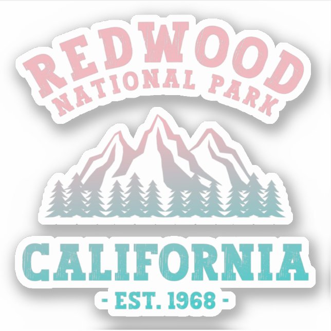 Redwood National Park California Gradient Sticker (Front)
