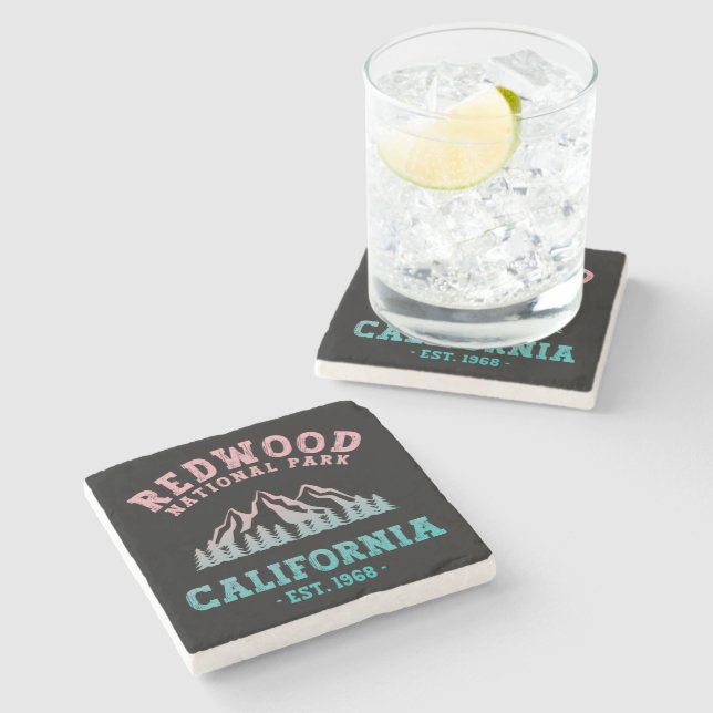 Redwood National Park California Gradient Stone Coaster (Side)