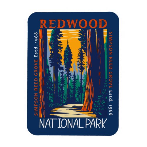 Redwood National Park California Retro Distressed Magnet