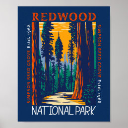 Redwood National Park California Retro Distressed Poster