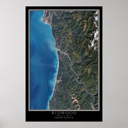 Redwood National Park California Satellite Map Poster