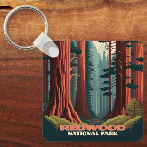 Redwood National Park California Trees Keychain