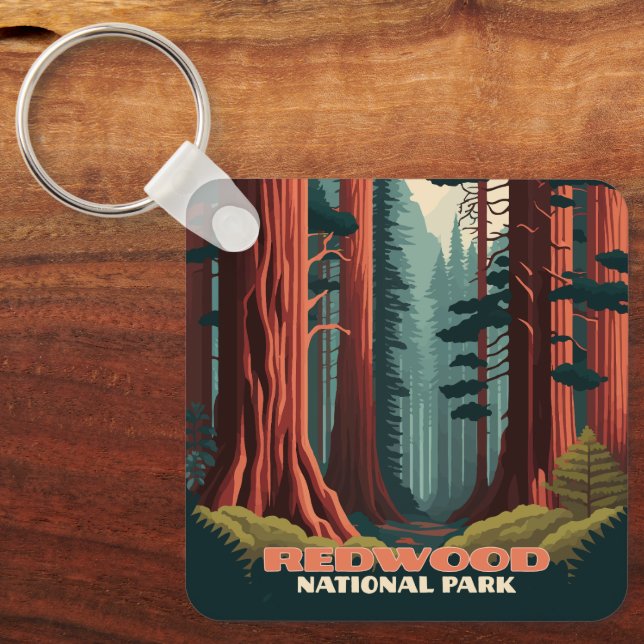 Redwood National Park California Trees Keychain (Front)