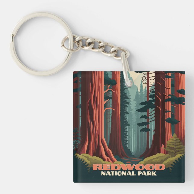 Redwood National Park California Trees Keychain (Front)