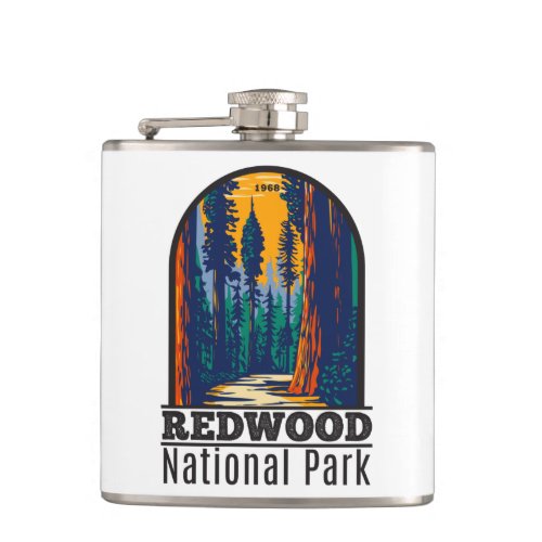 Redwood National Park California Vintage  Flask
