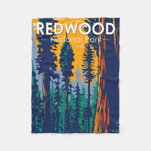 Redwood National Park California Vintage Fleece Blanket