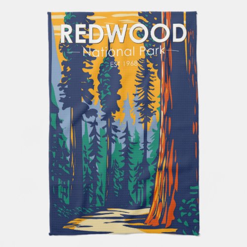 Redwood National Park California Vintage  Kitchen Towel