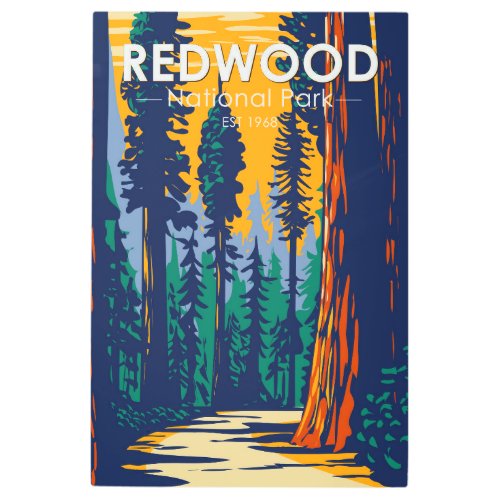 Redwood National Park California Vintage  Metal Print