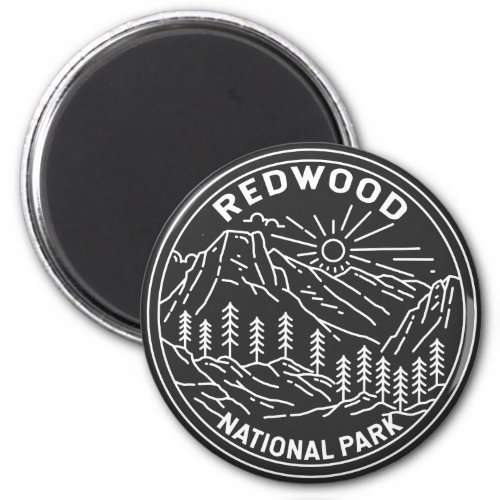 Redwood National Park California Vintage Monoline  Magnet