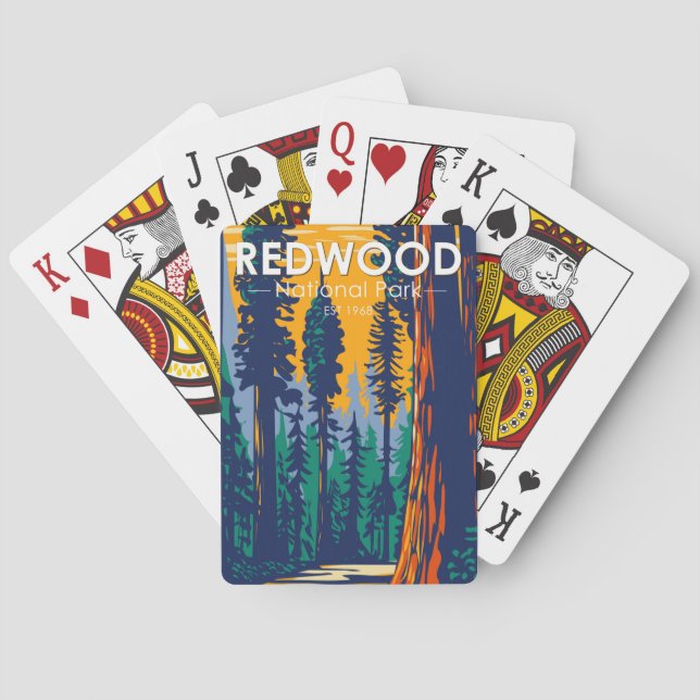 Redwood National Park California Vintage  Poker Cards (Back)