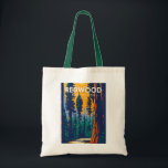 Redwood National Park California Vintage  Tote Bag<br><div class="desc">Redwood vector artwork design. The park protects vast prairies,  oak woodlands,  wild rivers,  and 40 miles of rugged coastline.</div>