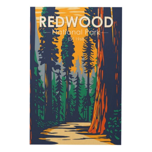 Redwood National Park California Vintage  Wood Wall Art