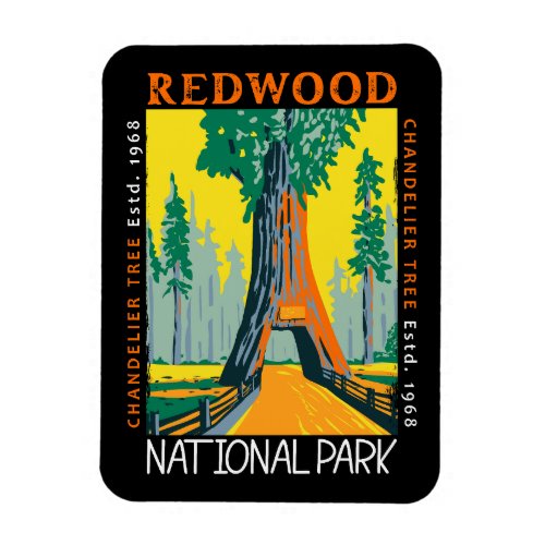Redwood National Park Chandelier Tree Distressed Magnet