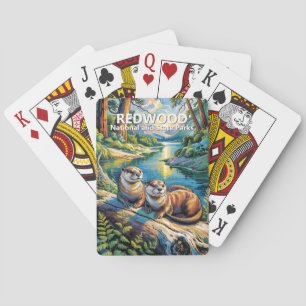 Redwood National Park Colorful Animal Cute Otters Poker Cards