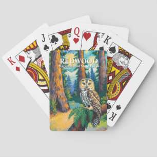 Redwood National Park Colorful Forest Owl Wildlife Poker Cards