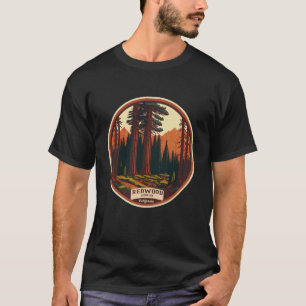 Redwood National Park Hiking Watercolor Vintage Re T-Shirt