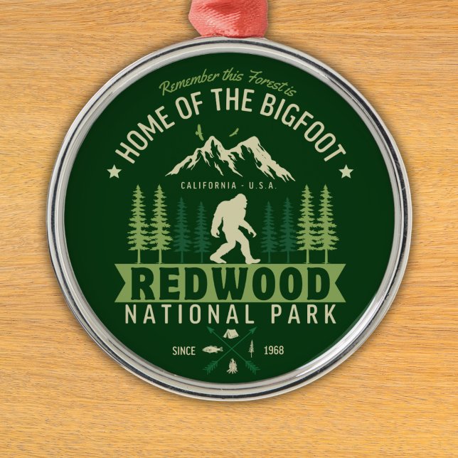 Redwood National Park Home of the Bigfoot Metal Ornament (Creator Uploaded)
