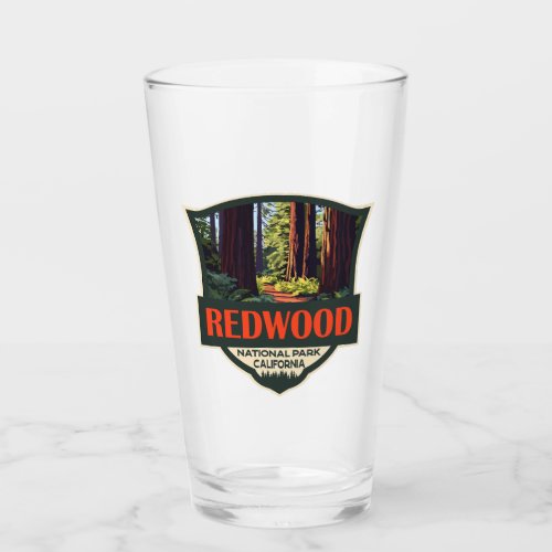 Redwood National Park Illustration Retro Badge Glass