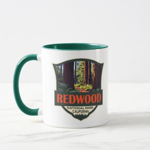 Redwood National Park Illustration Retro Badge Mug