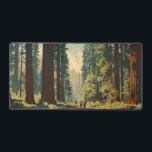 Redwood National Park Illustration Trail Vintage Desk Mat<br><div class="desc">Redwood vector artwork design. The park protects vast prairies,  oak woodlands,  wild rivers,  and 40 miles of rugged coastline.</div>