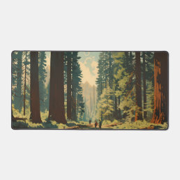 Redwood National Park Illustration Trail Vintage Desk Mat