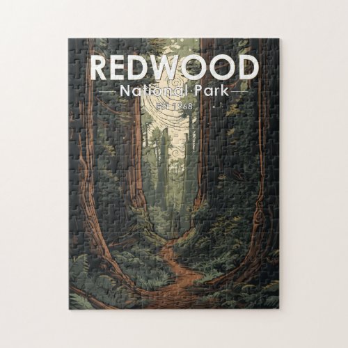 Redwood National Park Illustration Trail Vintage Jigsaw Puzzle