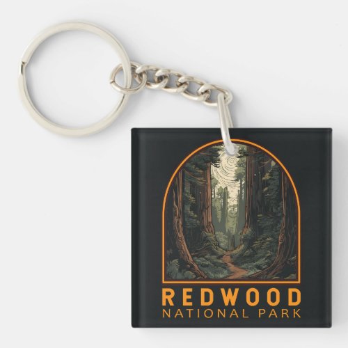 Redwood National Park Illustration Trail Vintage Keychain