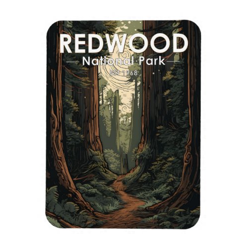 Redwood National Park Illustration Trail Vintage Magnet