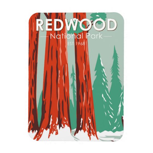 Redwood National Park In Winter California Vintage Magnet